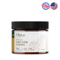 Jar of Olsiva Naturals Hemp Wellness Dog Chews with branding and product details on a white background.