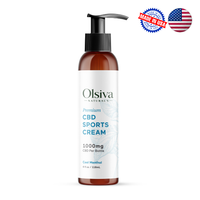 Olsiva Hemp Wellness Sports Cream bottle with pump on a white background, featuring 'Made in USA' label.