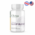A white bottle of Olsiva Naturals Premium Sleep Blend dietary supplement capsules, shown on a clean white background with a 'Made in USA' badge and American flag graphic in the top right corner.